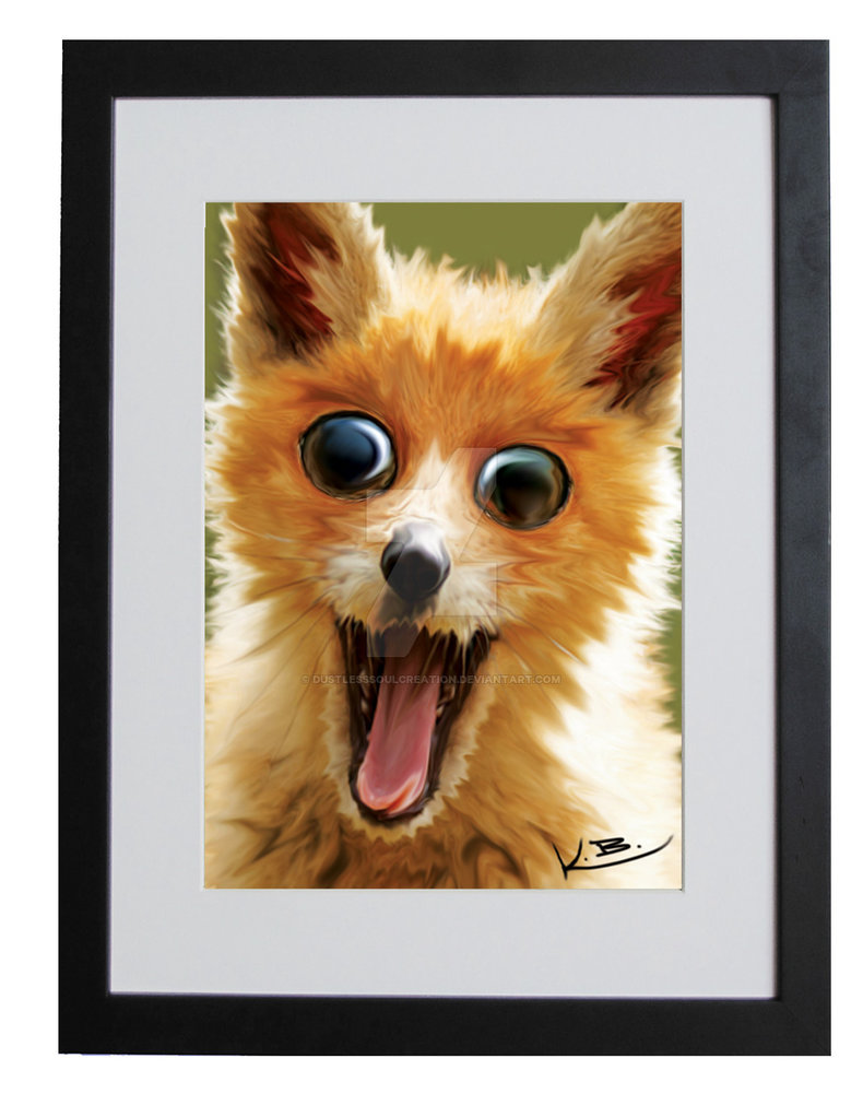 790x1011 Big Eyed Fox' Digital Painting Print - Big Eyed Dog Painting