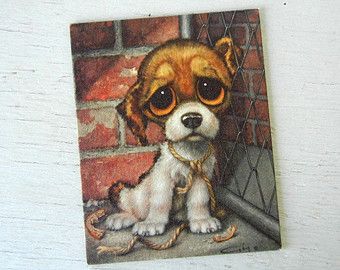 340x270 Margaret Keane's Dog Paintings Vintage Big Eyed Puppy By Gig - Big Eyed Dog Painting