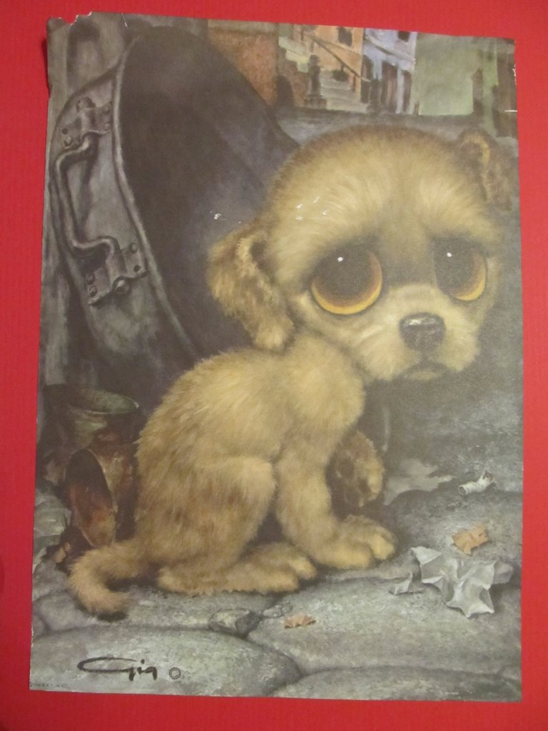 768x1024 Big Eyed Puppy Dogs, Gia 1966, 4 Prints Therecycledgreenrose - Big Eyed Dog Painting