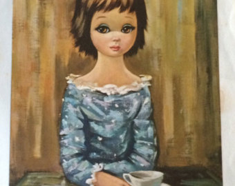 340x270 Big Eyed Girl Fairy Painting Original Mixed Media Wood - Big Eyed Girl Painting