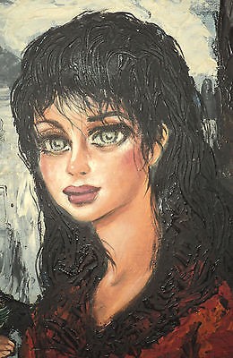 260x400 Vintage Andre Daude Painting Big Eyed Girl French Impressionist - Big Eyed Girl Painting