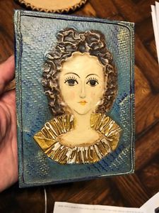 225x300 Vintage Mexican Folk Art Big Eyed Girl Painting Naive South - Big Eyed Girl Painting