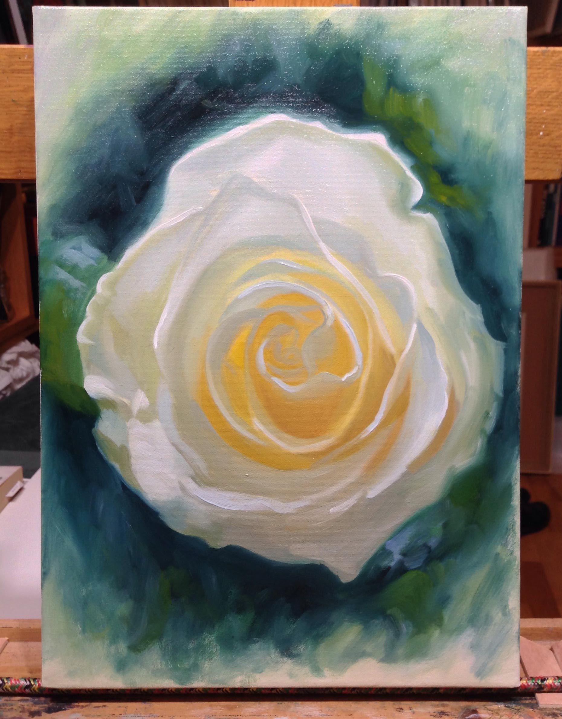 1860x2380 Alla Prima Painting Of A White Rose, By Vincent Keeling - Big Flower Painting