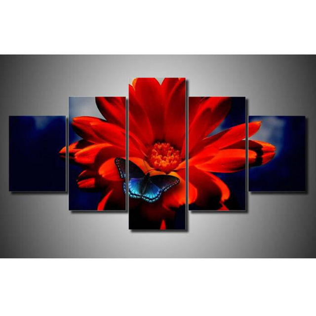 640x640 Wall Art Painting Poster Home Decoration 5 Panel Big Flower - Big Flower Painting