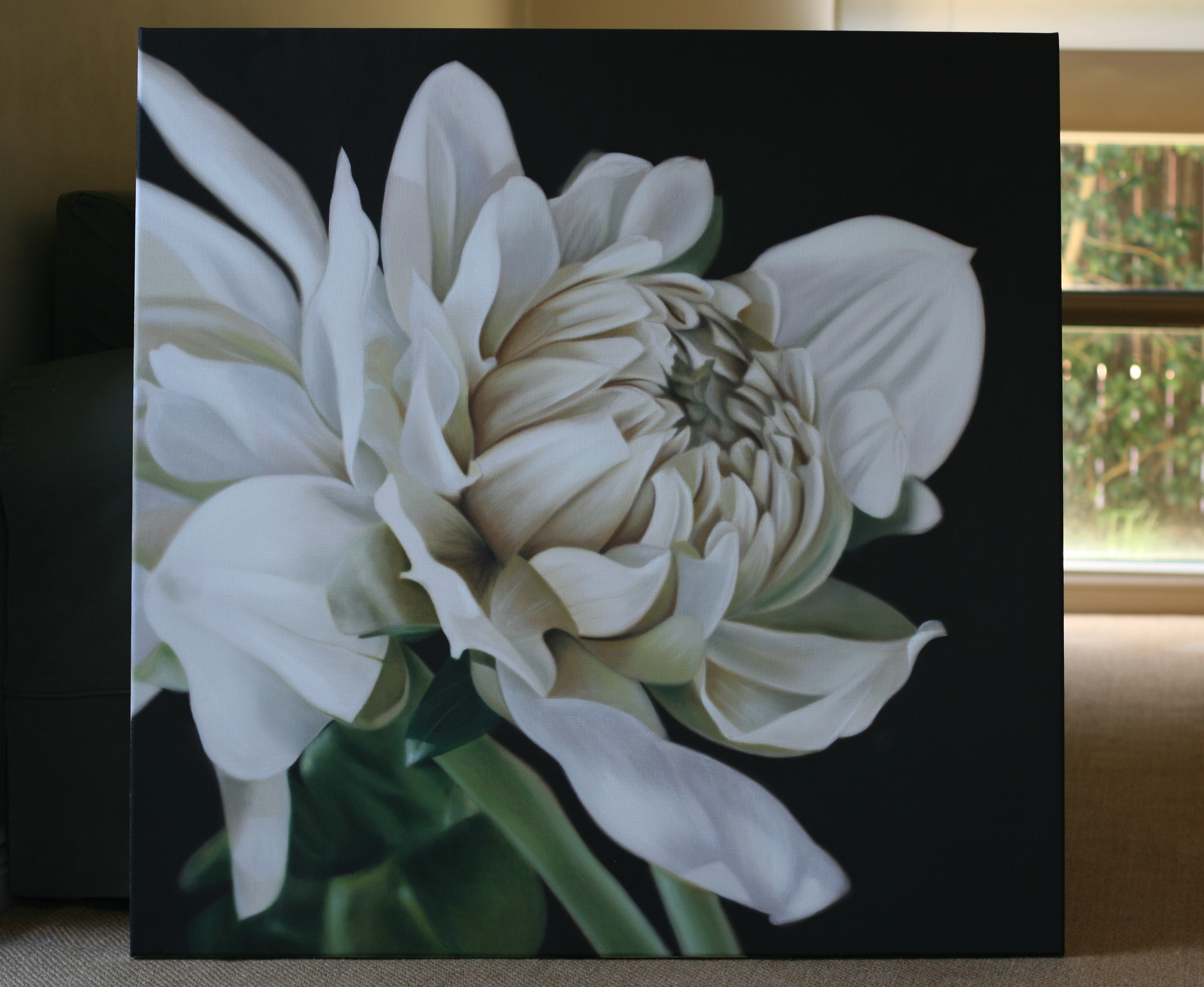 3149x2582 Big White Flower Painting. Leanne Thomas Paintings - Big Flower Painting