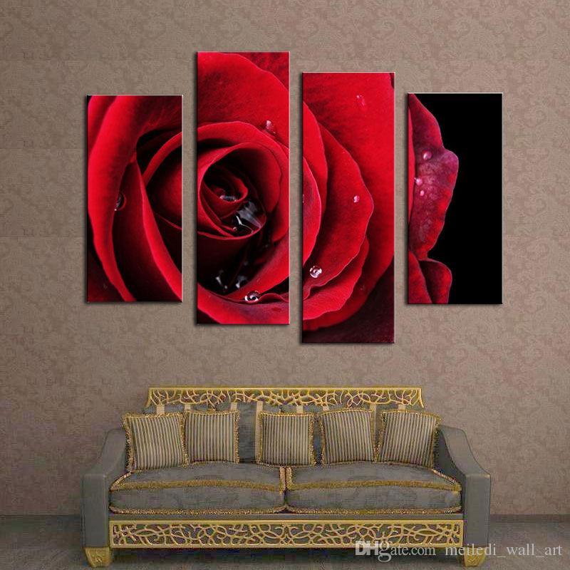800x800 Amesi Canvas Flower Paintings Beautiful Big Red Rose Flower Wall - Big Flower Painting