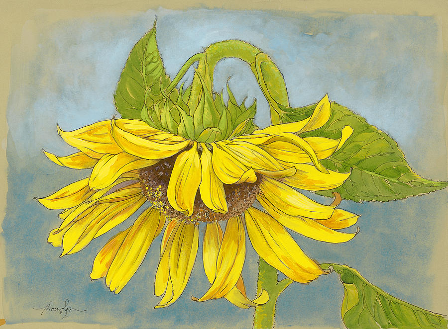 900x662 Big Sunflower Painting By Tracie Thompson - Big Flower Painting