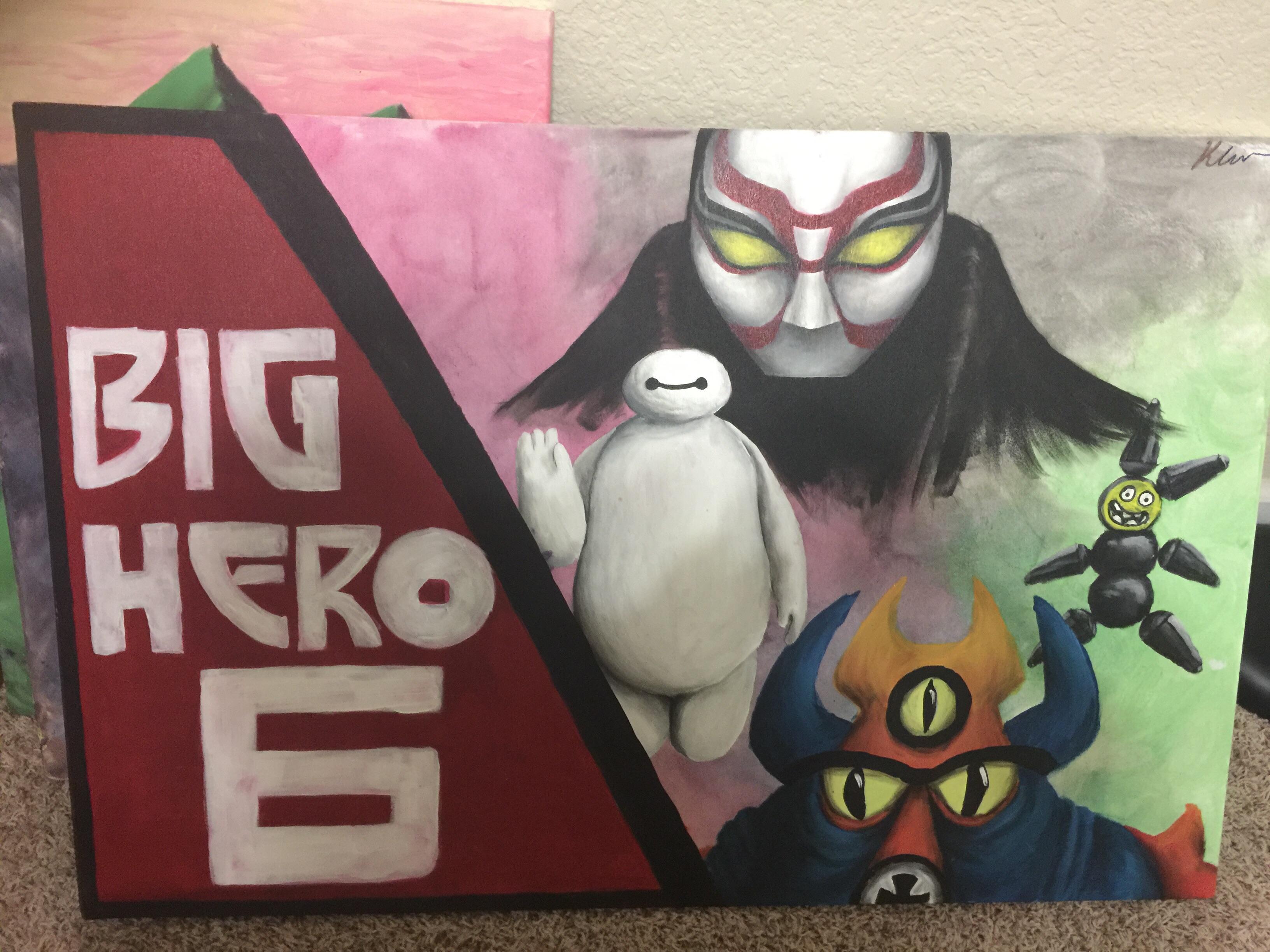 3264x2448 Big Hero 6 Painting I Did For My Kids. Acrylic Paint On Canvas - Big Hero 6 Painting