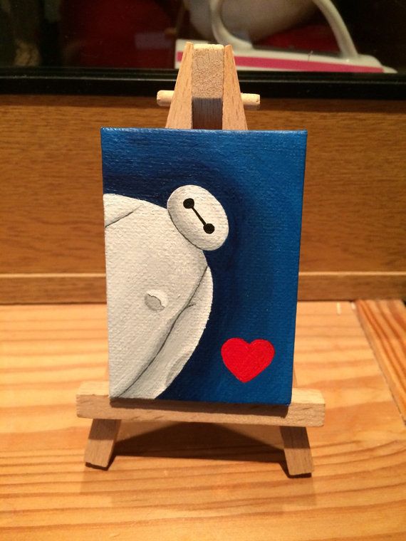 570x760 Miniature Baymax Acrylic Painting On Easel From Big Hero 6 Disney - Big Hero 6 Painting