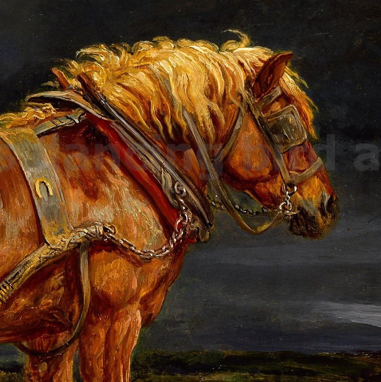 1257x1260 Gorgeous Draft Horse Vintage Painting Digital By Dancingbirdarts - Big Horse Painting