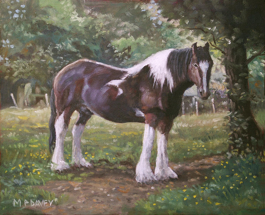 900x732 Big Horse In Field Painting By Martin Davey - Big Horse Painting