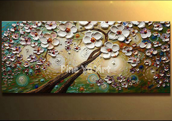 570x400 Big Piece Abstract Modern Canvas Wall Art White Handpainted - Big Painting