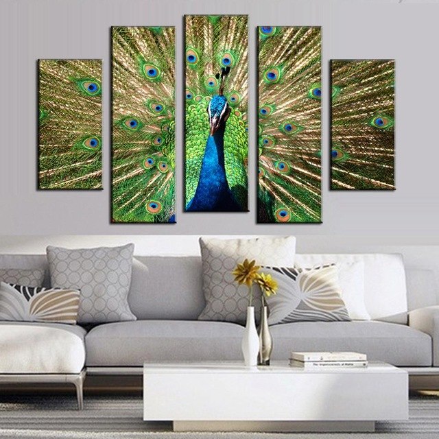 640x640 Fallout Paintings 5 Pcsset Artist Canvas Peacock Painting Big - Big Painting