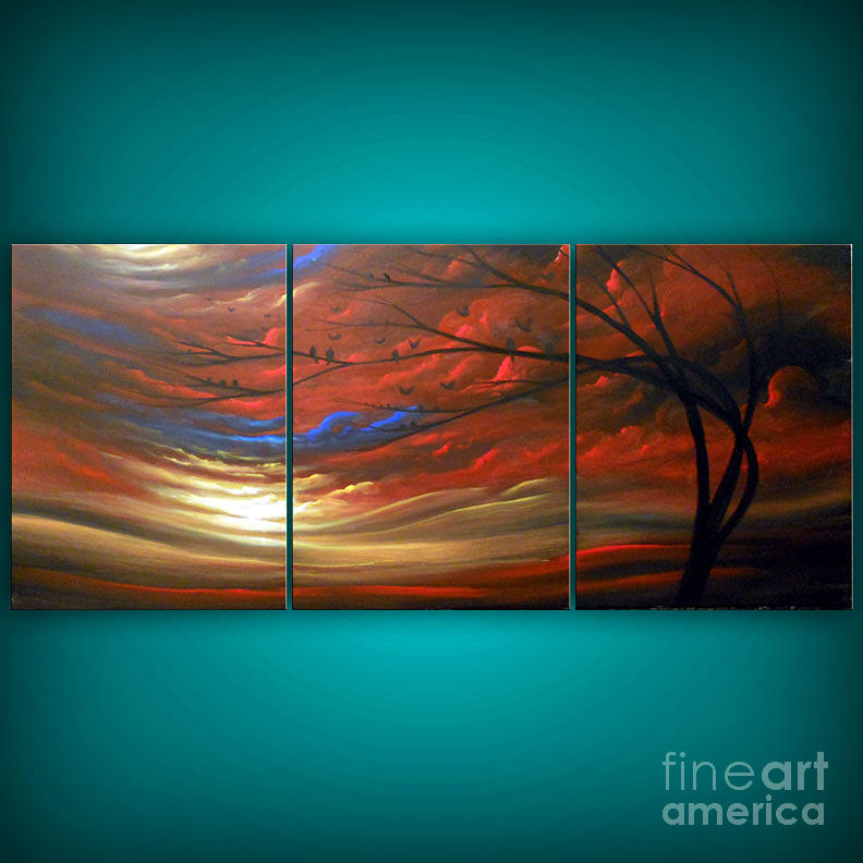 792x792 Big Large Red Landscape Painting Painting By Matthew Hamblen - Big Painting