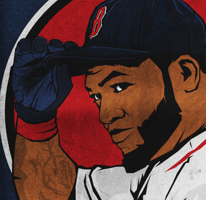 696x676 Big Papi Salute Popcorn Ink - Big Papi Painting