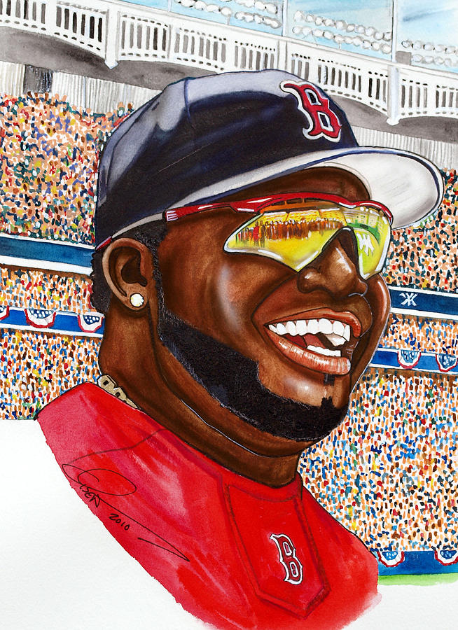 654x900 David Ortiz Painting By Dave Olsen - Big Papi Painting