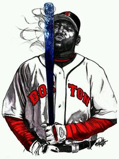 236x314 Dustin Pedroia Of The Boston Red Sox In Determination By Justyn - Big Papi Painting