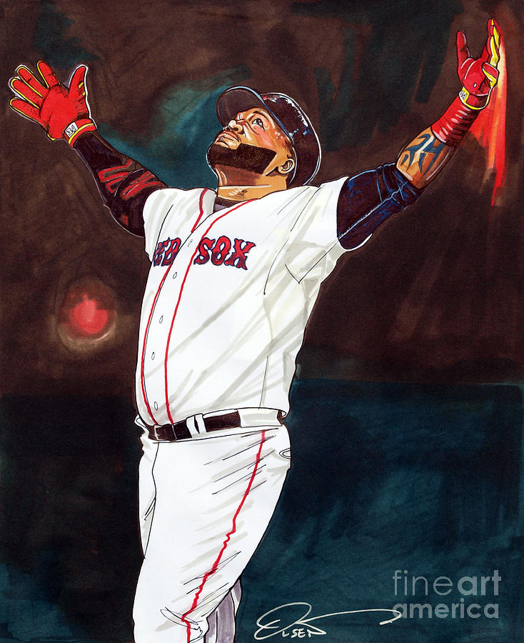734x900 Big Papi David Ortiz Drawing By Dave Olsen - Big Papi Painting
