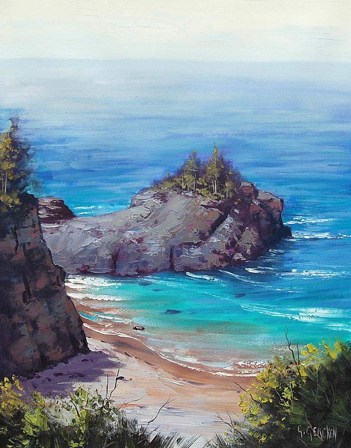 706x900 Rocky Coast Big Sur Painting By Graham Gercken - Big Sur Painting