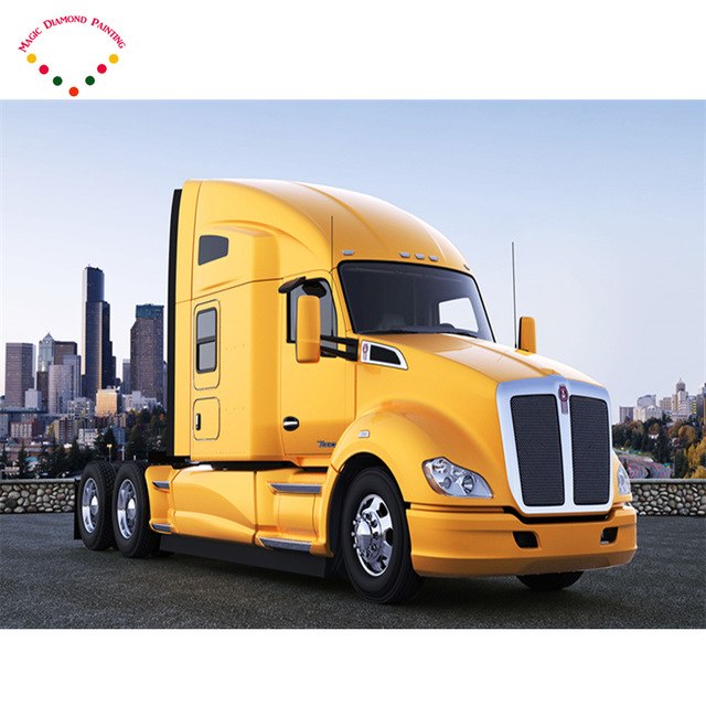 640x640 Diy Car Square Round City View Diamond Painting Truck Cross - Big Truck Painting