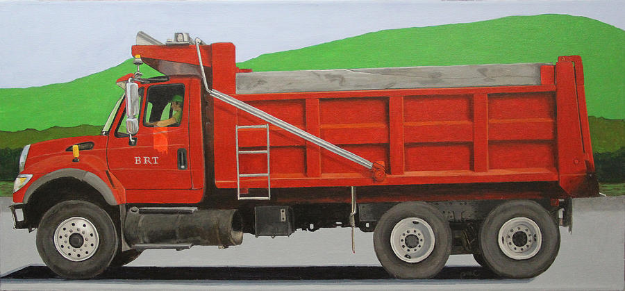 900x419 Big Red Truck Painting By Paul Chapman - Big Truck Painting