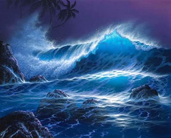 577x464 Hand Painted Art, Canvas Art, Pacffic Ocean, Big Wave, Seascape - Big Wave Painting