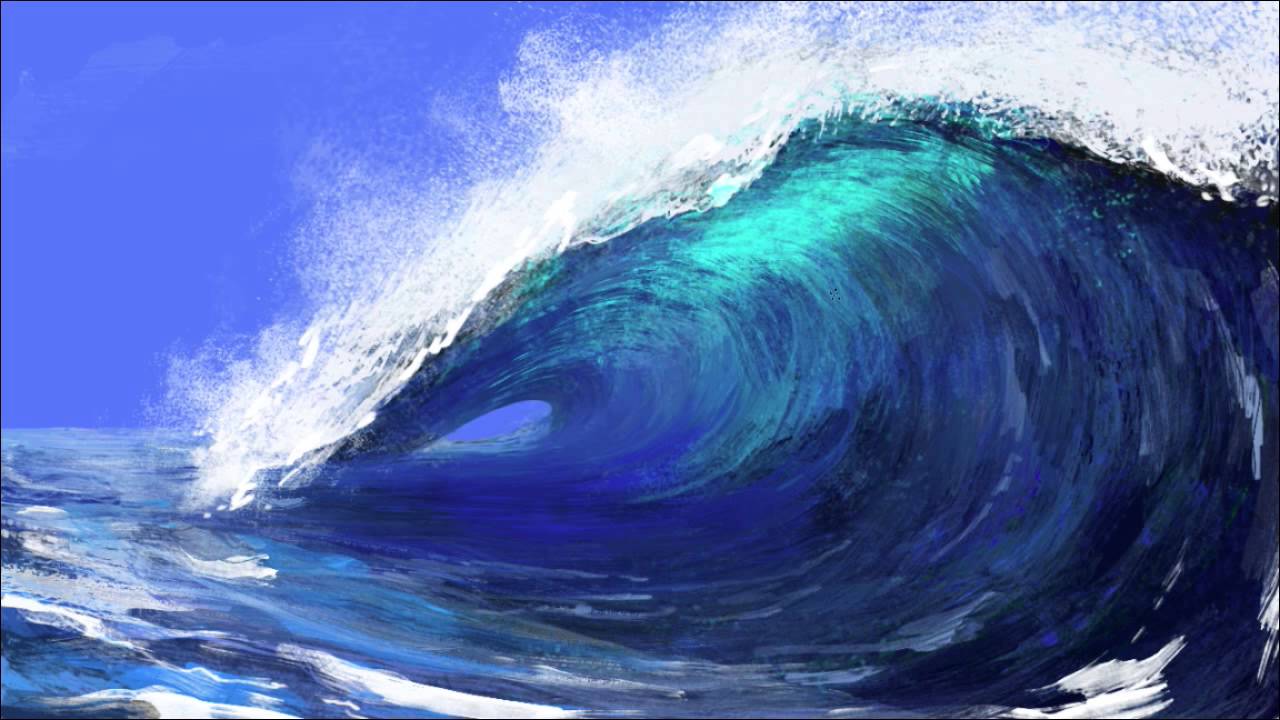 1280x720 Wave Of The Sea - Big Wave Painting