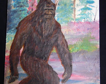 340x270 Bigfoot Sasquatch Acrylic Painting On Cardstock 11x14 - Bigfoot Painting