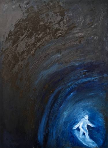 375x515 Saatchi Art Surfing Bigfoot Painting By Khotan Fernandez - Bigfoot Painting