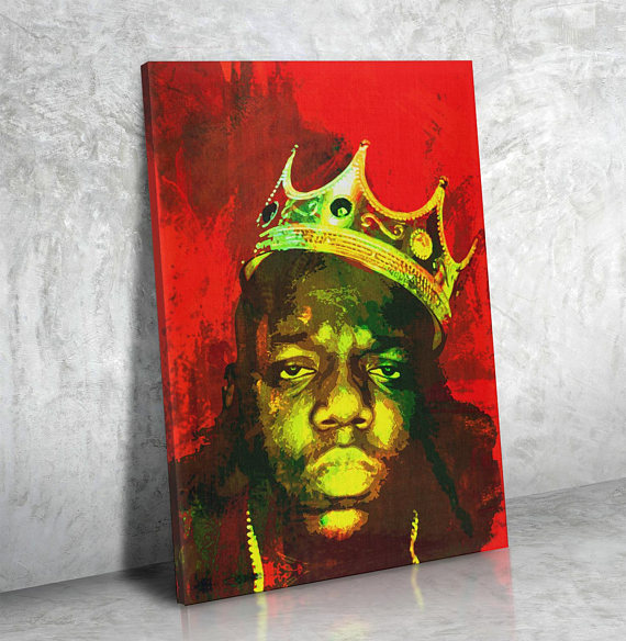 570x584 Biggie Smalls Notorious Big Luke Cage Crown Abstract - Biggie Crown Painting