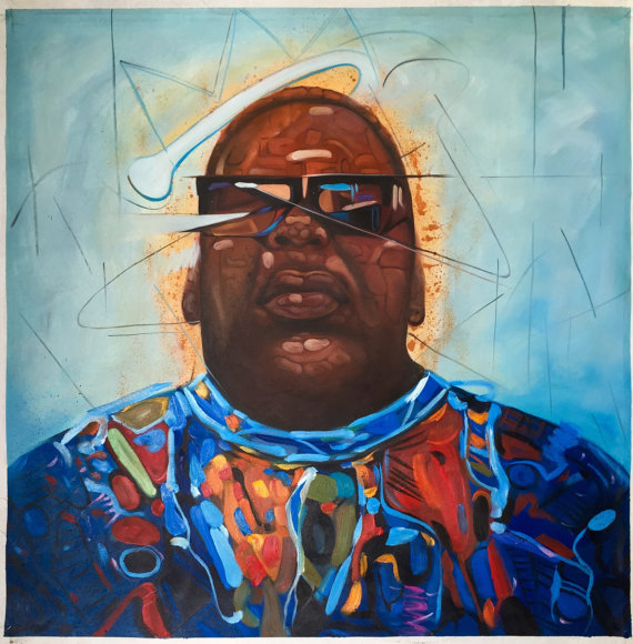 570x580 Notorious B.i.g. Biggie Smalls Original Oil Painting - Biggie Painting
