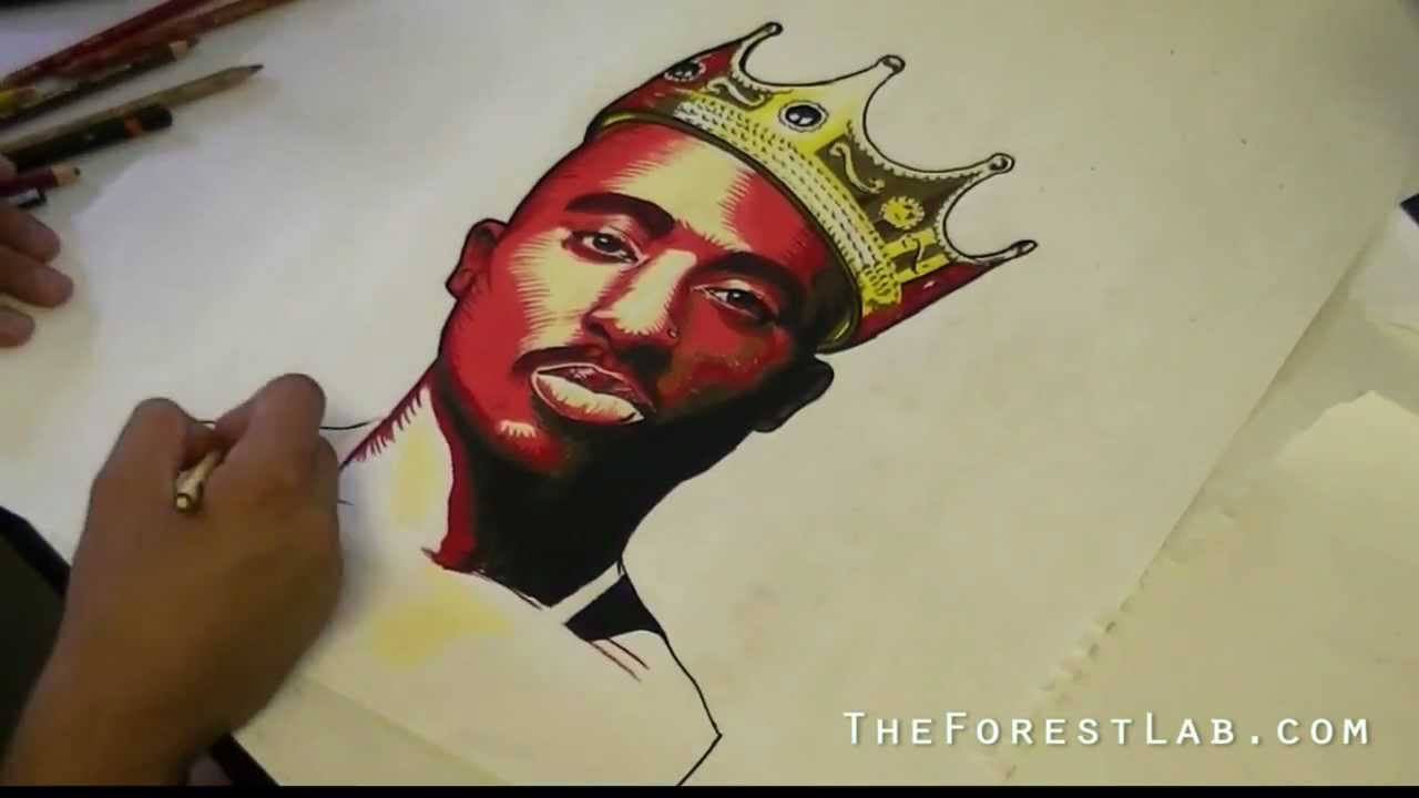 1280x720 To Live And Die In La, Tupac Shirt. The Juice - Biggie Painting Crown