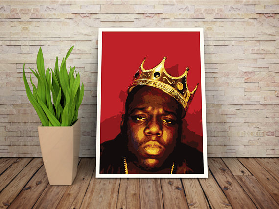570x428 Biggie Smalls Art Prints Notorious Big Music Poster Hiphop - Biggie Smalls Crown Painting