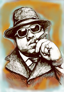 211x300 Biggie Smalls Colour Drawing Art Poster Painting By Kim Wang - Biggie Smalls Painting