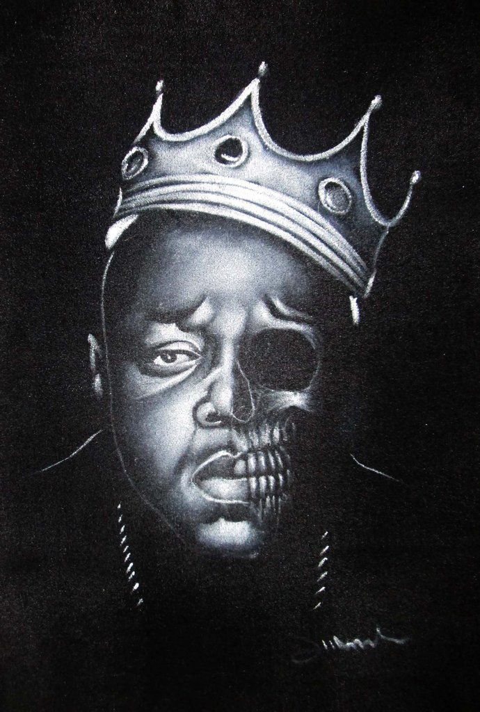 690x1024 Biggie Smalls Portrait The Notorious B.i.g. Calavera Skull Day - Biggie Smalls Painting