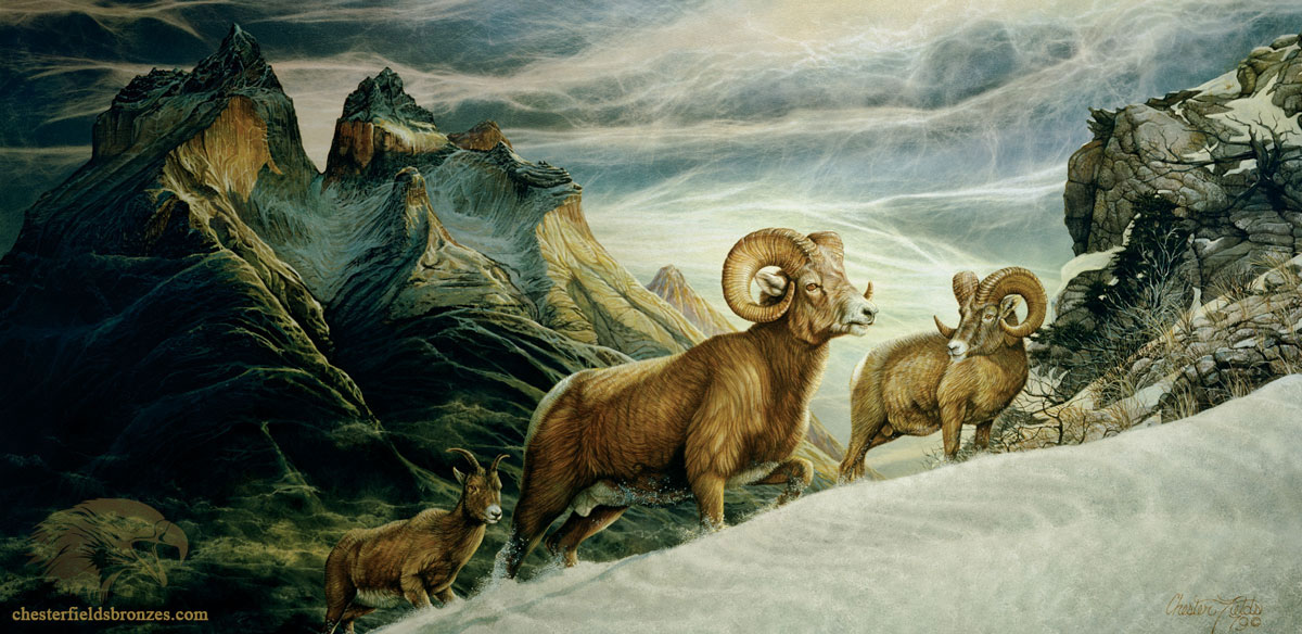 1200x584 Big Horn Pass Fine Art Bighorn Sheep Painting - Bighorn Sheep Painting