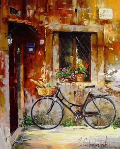 236x291 Watercolor, Environment - Bike Oil Painting