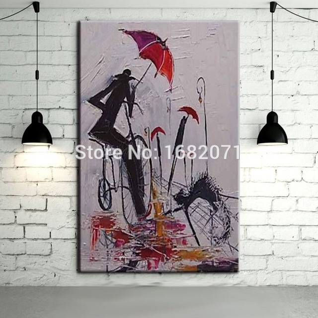 640x640 Cheap Price High Quality Abstract Man Riding Bike Oil Painting - Bike Oil Painting