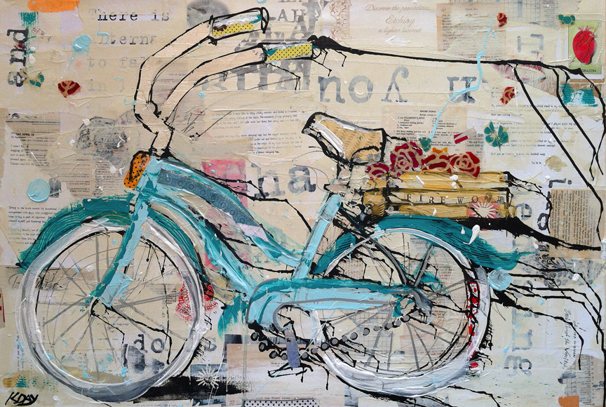 864x580 Prune Puffs Cruiser Bike Print Kelliedayart - Bike Painting