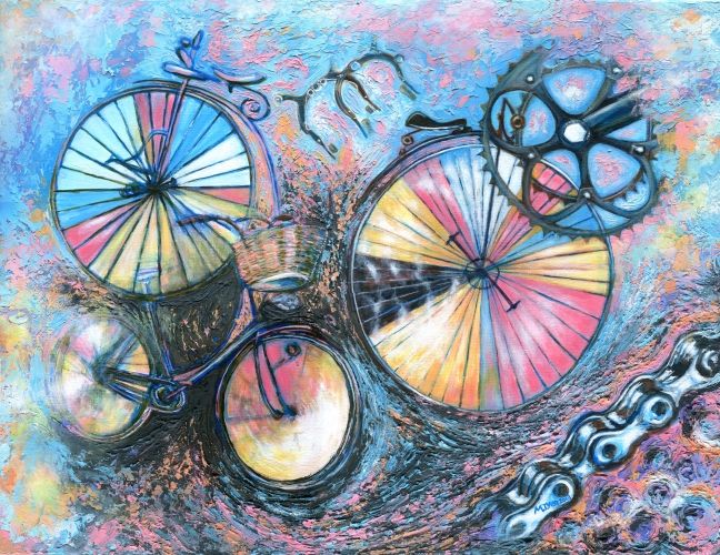 648x500 Looking - Bike Painting Art
