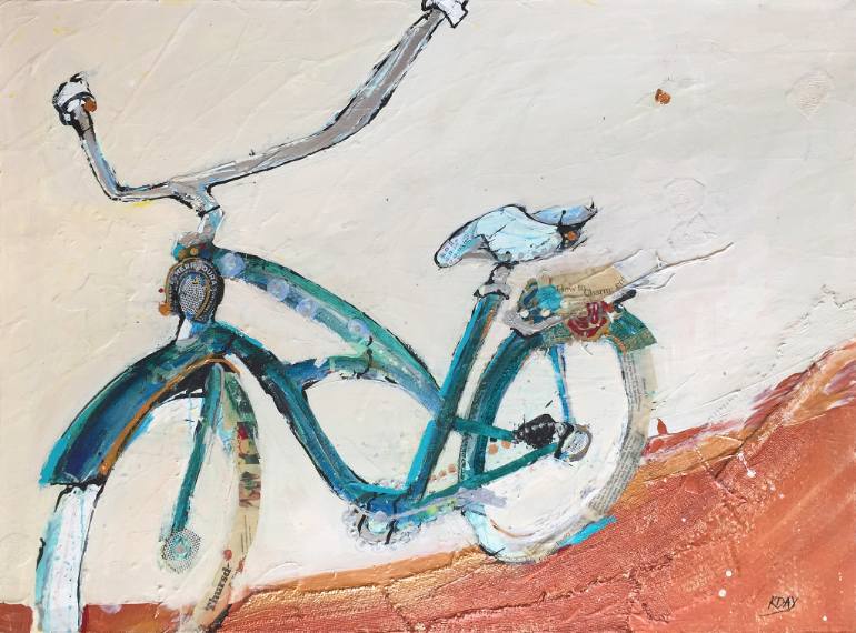770x570 Saatchi Art How To Charm, Mixed Media Cruiser Bike Painting - Bike Painting Art