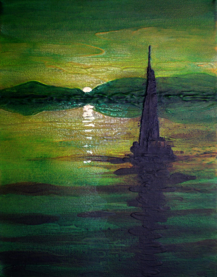 707x900 Green Sunset 2 Painting By Bill Brown - Bill Brown Painting