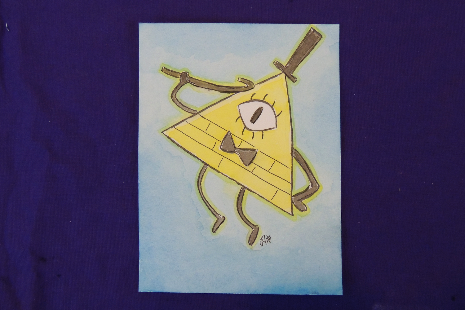 1500x1000 Bill Cipher Small Watercolor Painting Haunted Amusement Park - Bill Cipher Painting