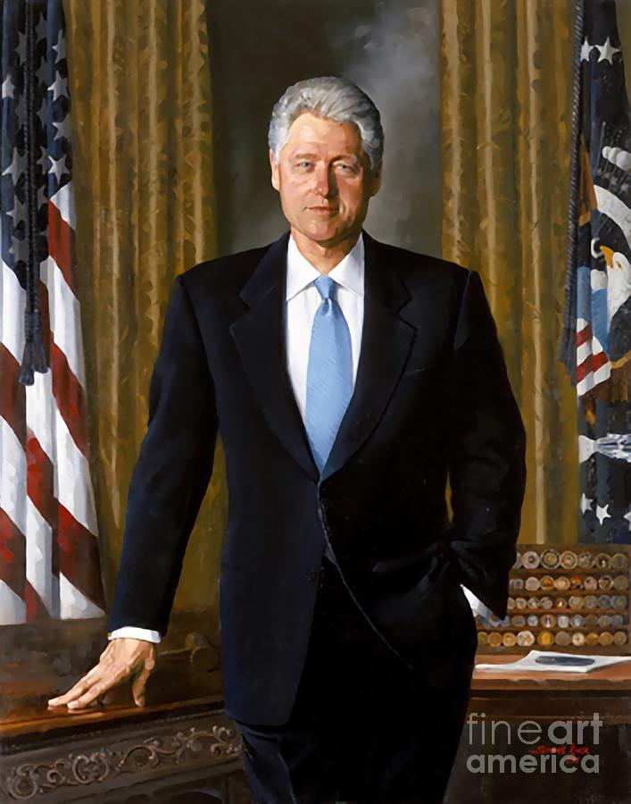707x900 Bill Clinton Painting By Simmie Knox - Bill Clinton Painting