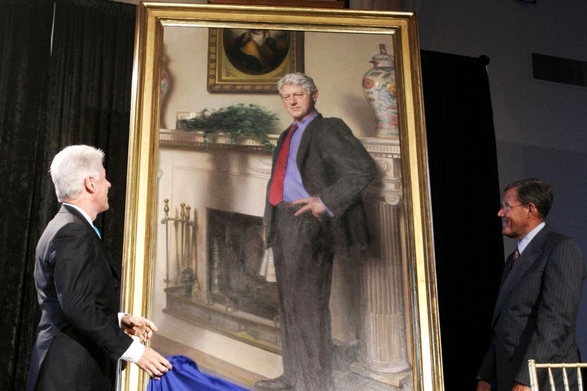 830x553 Can You Spot Monica Lewinsky's Dress In This Bill Clinton Portrait - Bill Clinton Painting