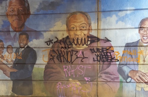 500x328 Bill Cosby Mural In Philadelphia Tagged, Then Painted Over - Bill Cosby Painting