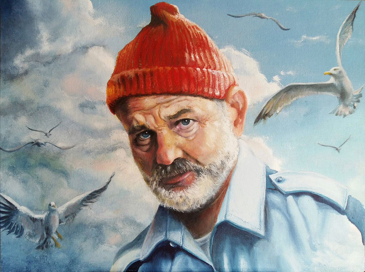 1200x893 Bill Murray The Life Aquatic Oil Painting On Behance - Bill Murray Oil Painting