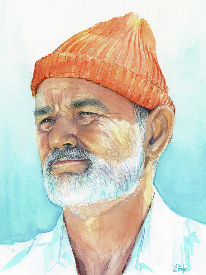675x900 Bill Murray Steve Zissou Life Aquatic Painting By Olga Shvartsur - Bill Murray Painting
