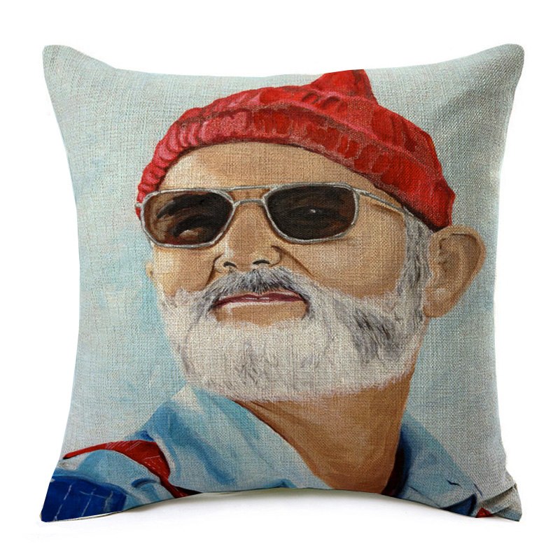 800x800 Bill Murray Cushion Cover Oil Painting Steve Zissou Portrait - Bill Murray Painting