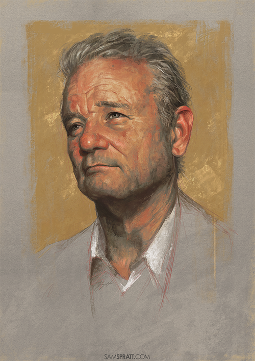 500x708 Drawing Illustration Art Painting Celebs Portrait Bill Murray Sam - Bill Murray Portrait Painting